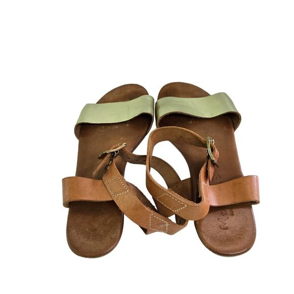 Mariella Made In Italy Brown Gold Ankle Strap Sandals Size 7M - Picture 4 of 7